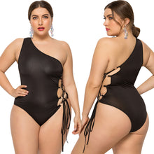 Load image into Gallery viewer, New Style Foreign Trade Oblique Shoulder Plus Fat Swimsuit European And American One-piece Bikini Swimsuit Female Plus Size Swimsuit