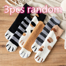 Load image into Gallery viewer, Women's Coral Fleece Cat Paw Pattern Kawaii Thick Warm Socks