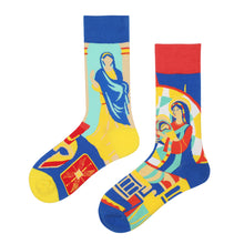 Load image into Gallery viewer, Asymmetrical Color Retro Personality Male And Female Couple Mid-length Cotton Socks