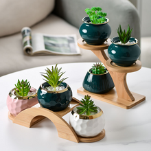 Load image into Gallery viewer, Multi-layer Small Flower Stand Solid Wood Floating Office Green Radish Succulent Flower Pot Shelf