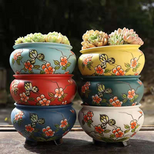 Load image into Gallery viewer, Hand-painted Large-caliber Succulent Flower Pot Coarse Ceramic Breathable