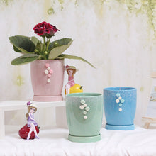 Load image into Gallery viewer, Flower Fairy Small Ceramic Flower Pot Nordic Style Round Simple With Tray