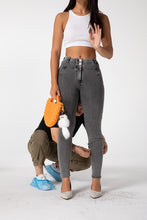 Load image into Gallery viewer, Shascullfites melody regular waist gray jeggings push up jeans bum shaping butt lifting yoga pants