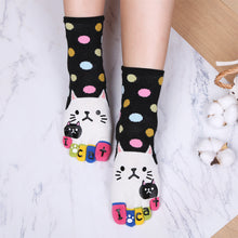 Load image into Gallery viewer, Cute Cat Pattern Cartoon Five Finger Socks