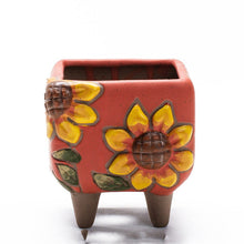 Load image into Gallery viewer, Hand Painted Sunflower Retro Trumpet Cute Mini Flower Pot Ceramic