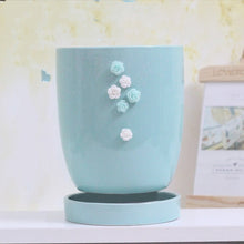 Load image into Gallery viewer, Flower Fairy Small Ceramic Flower Pot Nordic Style Round Simple With Tray