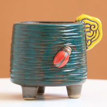 Load image into Gallery viewer, Personality Small Ceramic Stoneware Relief Hand-painted Succulent Flower Pot