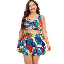 Load image into Gallery viewer, Hollow Cover Belly Conservative Skirt Style Split Swimsuit