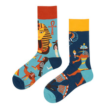 Load image into Gallery viewer, Asymmetrical Color Retro Personality Male And Female Couple Mid-length Cotton Socks