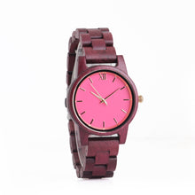 Load image into Gallery viewer, Ladies New Wooden Watch, Shell Face Casual Wooden Quartz Watch, Violet Wood Watch