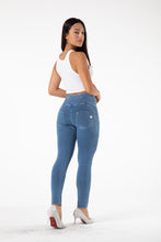 Load image into Gallery viewer, shascullfites melody butt lifting jeans high waist push up jeggings light blue gym jeans bum lifted denim leggings