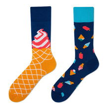 Load image into Gallery viewer, Asymmetrical Color Retro Personality Male And Female Couple Mid-length Cotton Socks