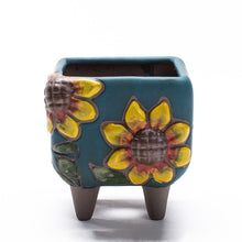 Load image into Gallery viewer, Hand Painted Sunflower Retro Trumpet Cute Mini Flower Pot Ceramic