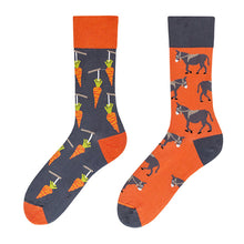 Load image into Gallery viewer, Asymmetrical Color Retro Personality Male And Female Couple Mid-length Cotton Socks