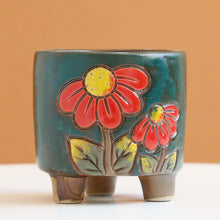 Load image into Gallery viewer, Personality Small Ceramic Stoneware Relief Hand-painted Succulent Flower Pot
