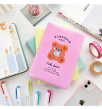 Load image into Gallery viewer, Little Bear Plastic Sleeve Schedule Book Cute Girl Heart Full Color Notebook Student Hand Account