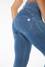 Load image into Gallery viewer, shascullfites melody butt lifting jeans high waist push up jeggings light blue gym jeans bum lifted denim leggings