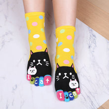 Load image into Gallery viewer, Cute Cat Pattern Cartoon Five Finger Socks