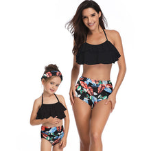 Load image into Gallery viewer, Parent-child Swimsuit Printed High Waist Bikini Ruffled Mother And Daughter Swimwear