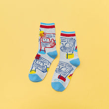 Load image into Gallery viewer, Personality Contrast Color Graffiti Women's Tube Socks Street Style Fashion Cotton Socks