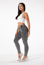 Load image into Gallery viewer, Shascullfites melody regular waist gray jeggings push up jeans bum shaping butt lifting yoga pants