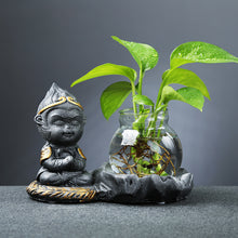 Load image into Gallery viewer, Glass Transparent Water Cultivation Green Dish Ware Flower Pot
