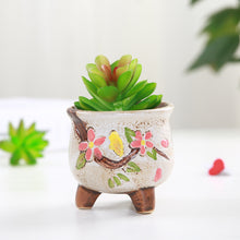 Load image into Gallery viewer, Hand Carved Ceramic Succulent Flower Pot
