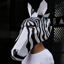 Load image into Gallery viewer, Black And White Horse Animal Origami Headgear Halloween Christmas
