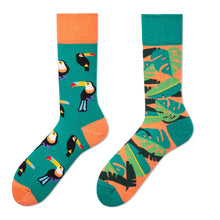 Load image into Gallery viewer, Asymmetrical Color Retro Personality Male And Female Couple Mid-length Cotton Socks

