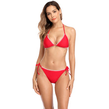 Load image into Gallery viewer, YUKARI originally created European and American ins Black Slim breasts gathered sexy beach bikini three-point swimsuit women
