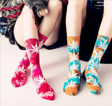 Load image into Gallery viewer, Tie dyed maple leaf socks

