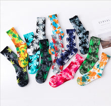 Load image into Gallery viewer, Tie dyed maple leaf socks
