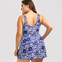 Load image into Gallery viewer, Print plus-size skirt split swimsuit
