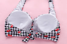 Load image into Gallery viewer, Plaid printed split bikini
