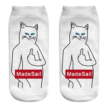 Load image into Gallery viewer, Spring And Autumn Cute Cat Cartoon 3d Print Socks Harajuku Woman Funny Kawaii ElasticPink Socks Invisible Boat Socks Short Tube
