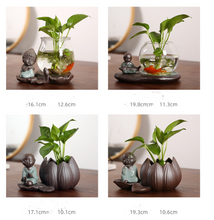 Load image into Gallery viewer, Vase Glass Transparent Water Culture Tabletop Ceramic Flower Pot
