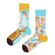 Load image into Gallery viewer, Asymmetrical Color Retro Personality Male And Female Couple Mid-length Cotton Socks
