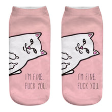 Load image into Gallery viewer, Spring And Autumn Cute Cat Cartoon 3d Print Socks Harajuku Woman Funny Kawaii ElasticPink Socks Invisible Boat Socks Short Tube
