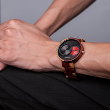 Load image into Gallery viewer, BOBO BIRD Thin Men Watch Original Wood Watches 2 Time Zone Display Quartz Wristwatch horloges mannen
