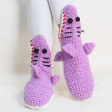 Load image into Gallery viewer, crochet shark socks crocheted
