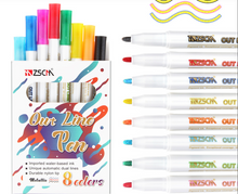 Load image into Gallery viewer, Metal outline pen hand-painted 12-color highlighter marker pen
