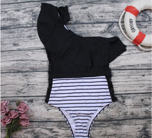 Load image into Gallery viewer, Striped one-piece swimsuit
