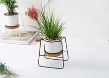 Load image into Gallery viewer, Trapezoidal wrought iron ceramic flower pot
