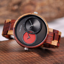 Load image into Gallery viewer, BOBO BIRD Thin Men Watch Original Wood Watches 2 Time Zone Display Quartz Wristwatch horloges mannen
