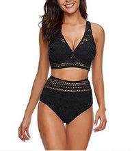 Load image into Gallery viewer, One-piece high waist cutout lace bikini

