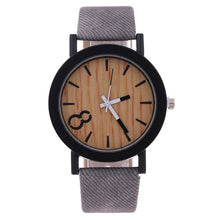 Load image into Gallery viewer, 8 word denim belt watch wood grain surface watch quartz watch
