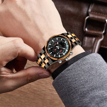 Load image into Gallery viewer, Multifunctional wood quartz watch
