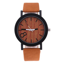 Load image into Gallery viewer, 8 word denim belt watch wood grain surface watch quartz watch
