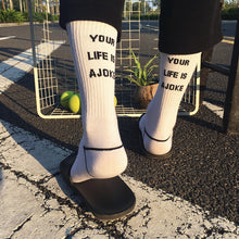 Load image into Gallery viewer, Letter tide brand solid color tube cotton socks

