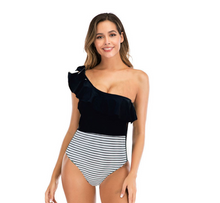Load image into Gallery viewer, Striped one-piece swimsuit
